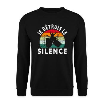 Je Détruis Le Silence Batterie Batteur - Sweat-shirt Unisexe - noir - Devant - Alina (178cm) & Michal (187cm)