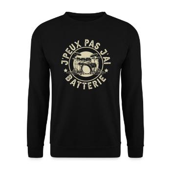 Je Peux Pas J'Ai Batterie - Sweat-shirt Unisexe - noir - Devant - Alina (178cm) & Michal (187cm)