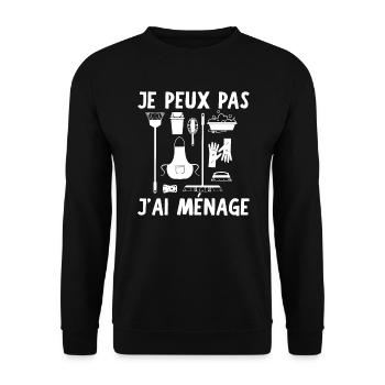 Je Peux Pas J'Ai Ménage - Sweat-shirt Unisexe - noir - Devant - Alina (178cm) & Michal (187cm)
