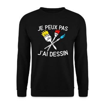 Je Peux Pas J'Ai Dessin - Sweat-shirt Unisexe - noir - Devant - Alina (178cm) & Michal (187cm)
