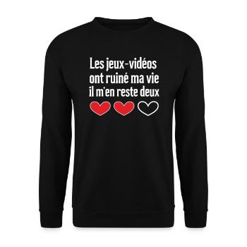 Jeux-Vidéos Ont Ruine Ma Vie IL M'en Reste Deux - Sweat-shirt Unisexe - noir - Devant - Alina (178cm) & Michal (187cm)