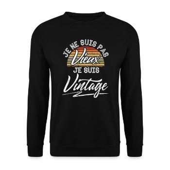 Je Ne Suis Pas Vieux Je Suis Vintage - Sweat-shirt Unisexe - noir - Devant - Alina (178cm) & Michal (187cm)