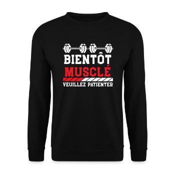 Bientôt Musclé Veuillez Patienter - Sweat-shirt Unisexe - noir - Devant - Alina (178cm) & Michal (187cm)