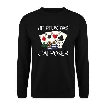 Je Peux Pas J'Ai Poker - Sweat-shirt Unisexe - noir - Devant - Alina (178cm) & Michal (187cm)