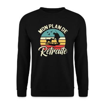 Mon Plan De Retraite Chasse Chasseur - Sweat-shirt Unisexe - noir - Devant - Alina (178cm) & Michal (187cm)