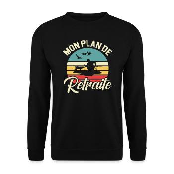 Mon Plan De Retraite Chasse Chasseur - Sweat-shirt Unisexe - noir - Devant - Alina (178cm) & Michal (187cm)