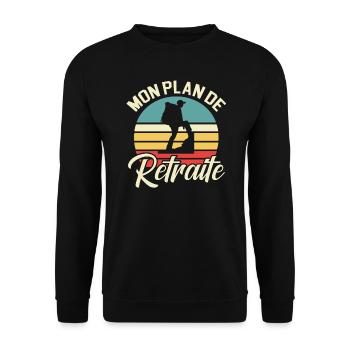 Mon Plan De Retraite Rando Randonnée - Sweat-shirt Unisexe - noir - Devant - Alina (178cm) & Michal (187cm)