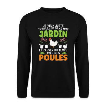 Jardin Et Passer Du Temps Avec Mec Poules - Sweat-shirt Unisexe - noir - Devant - Alina (178cm) & Michal (187cm)