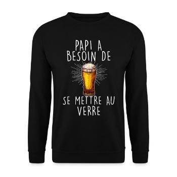 Papi Détente Apéro Citation Apéritif - Sweat-shirt Unisexe - noir - Devant - Alina (178cm) & Michal (187cm)