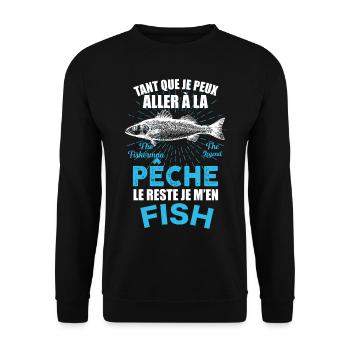 Pêcheur humour je m'en fish Citation Papa - Sweat-shirt Unisexe - noir - Devant - Alina (178cm) & Michal (187cm)