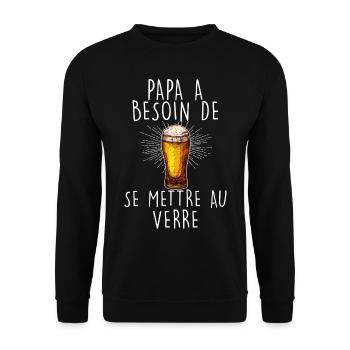 Papa Biere Se mettre Au Verre Humour Homme - Sweat-shirt Unisexe - noir - Devant - Alina (178cm) & Michal (187cm)