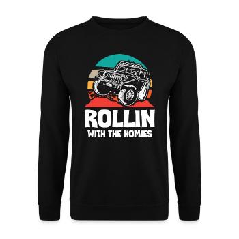 Jeeps Rollin With The Homies - Unisex Sweatshirt - black - Front - Alina (178cm) & Michal (187cm)