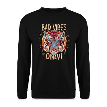 Bad Vibes Tiger - Unisex Pullover - Schwarz - Vorne - Alina (178cm) & Michal (187cm)