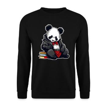 Panda mignon avec des livres - Sweat-shirt Unisexe - noir - Devant - Alina (178cm) & Michal (187cm)