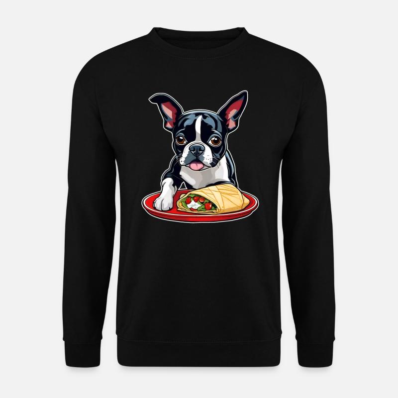 Boston Terrier with Taco - Unisex Sweatshirt - black