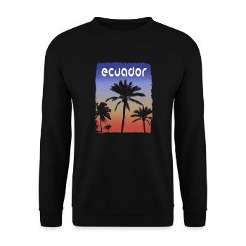 Ecuador Sonnenuntergang Urlaub Souvenir Palme - Unisex Pullover - Schwarz - Vorne - Alina (178cm) & Michal (187cm)