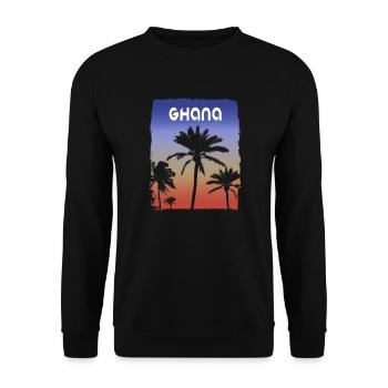 Ghana Afrika Sonnenuntergang Urlaub Souvenir Palme - Unisex Pullover - Schwarz - Vorne - Alina (178cm) & Michal (187cm)