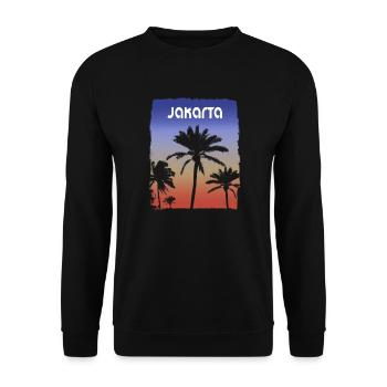 Jakarta Indonesia Sunset Vacation Souvenir Palm - Unisex Sweatshirt - black - Front - Alina (178cm) & Michal (187cm)