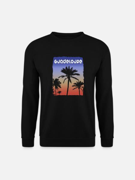 Guadeloupe Coucher De Soleil Vacances Souvenir Palmier - Sweat-shirt Unisexe - noir