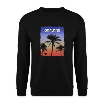 Oakland California Sunset Vacation Souvenir Palm - Unisex Sweatshirt - black - Front - Alina (178cm) & Michal (187cm)