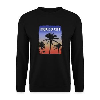 Mexiko-Stadt Mexiko Sonnenuntergang Urlaub Souvenir Palme - Unisex Pullover - Schwarz - Vorne - Alina (178cm) & Michal (187cm)