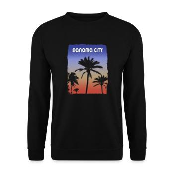 Panama City Florida Sonnenuntergang Urlaub Souvenir Palme - Unisex Pullover - Schwarz - Vorne - Alina (178cm) & Michal (187cm)