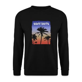 Saint-Barth Coucher De Soleil Vacances Souvenir Palmier - Sweat-shirt Unisexe - noir - Devant - Alina (178cm) & Michal (187cm)
