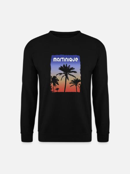 Martinique Coucher De Soleil Vacances Souvenir Palmier - Sweat-shirt Unisexe - noir
