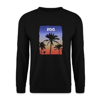 Paia Maui Hawaii Sonnenuntergang Urlaub Souvenir Palme - Unisex Pullover - Schwarz - Vorne - Alina (178cm) & Michal (187cm)