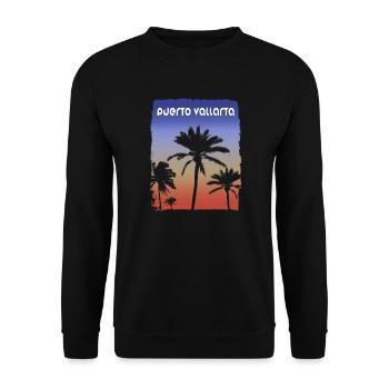 Puerto Vallarta Mexiko Sonnenuntergang Urlaubssouvenir - Unisex Pullover - Schwarz - Vorne - Alina (178cm) & Michal (187cm)