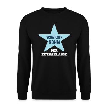 Schwiegersohn Hochzeit Schwiegerkind Bester Sohn - Unisex Pullover - Schwarz - Vorne - Alina (178cm) & Michal (187cm)