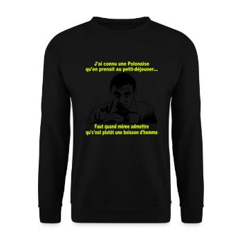 j'ai connu une polonaise lino ventura - Sweat-shirt Unisexe - noir - Devant - Alina (178cm) & Michal (187cm)