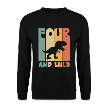 4 anniversaire Dino 4 ans anniversaire des enfants - Sweat-shirt Unisexe - noir - Devant - Alina (178cm) & Michal (187cm)