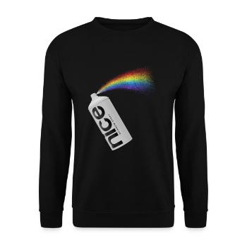 nice - Das spritzige Regenbogen Spray - Unisex Pullover - Schwarz - Vorne - Alina (178cm) & Michal (187cm)