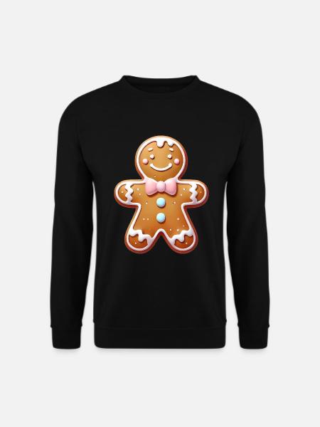 Fröhlicher Lebkuchenmann Illustration - Unisex Pullover - Schwarz