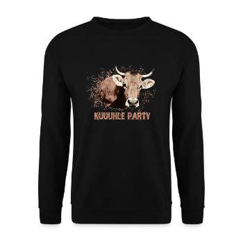 Party machen feiern Landwirt Geburtstag Kuh lustig - Unisex Pullover - Schwarz - Vorne - Alina (178cm) & Michal (187cm)