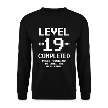 19. Geburtstag Retro Level 19 Jahre Party - Unisex Pullover - Schwarz - Vorne - Alina (178cm) & Michal (187cm)