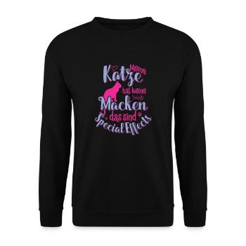 Katze hat keine Macken, das sind Special Effects - Unisex Pullover - Schwarz - Vorne - Alina (178cm) & Michal (187cm)