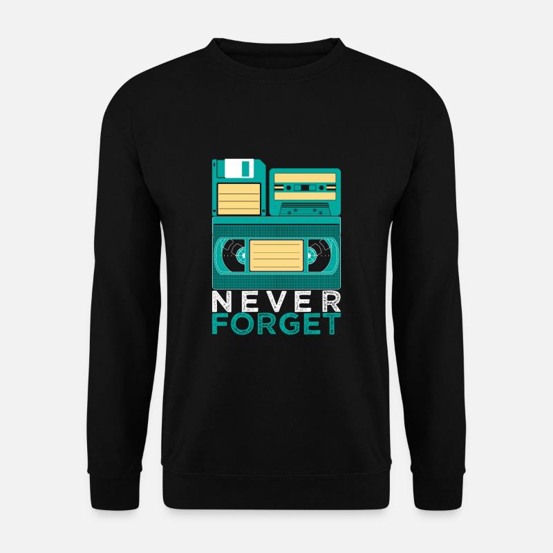 Never Forget VHS Kassette Diskette Achtziger Retro - Unisex Pullover - Schwarz