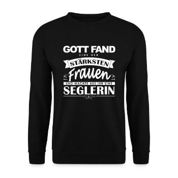 Segeln Shirt-Gott fand - Unisex Pullover - Schwarz - Vorne - Alina (178cm) & Michal (187cm)