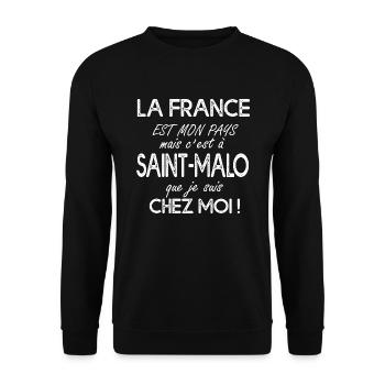 SAINT MALO c'est chez moi-breton T shirt bretagne - Sweat-shirt Unisexe - noir - Devant - Alina (178cm) & Michal (187cm)