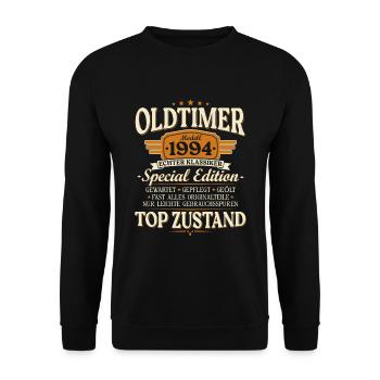 Oldtimer 1994 Jahrgang geboren Geburtstag Geschenk - Unisex Pullover - Schwarz - Vorne - Alina (178cm) & Michal (187cm)