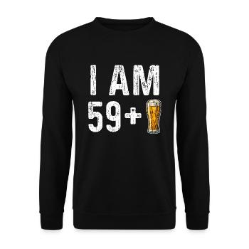 I Am 59 Plus Beer - 60th birthday - Unisex Sweatshirt - black - Front - Alina (178cm) & Michal (187cm)
