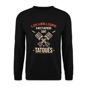 cadeau sympa moto tatouage motard - Sweat-shirt Unisexe - noir - Devant - Alina (178cm) & Michal (187cm)