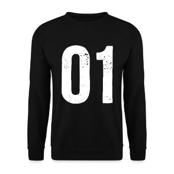 01 Zahlen Weiß - Unisex Pullover - Schwarz - Vorne - Alina (178cm) & Michal (187cm)