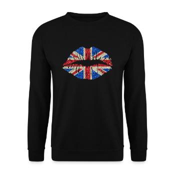 Sexy lips Great Britain England Union Jack - Unisex Sweatshirt - black - Front - Alina (178cm) & Michal (187cm)