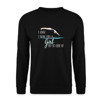 Natation Femmes - Je nage comme une fille - Sweat-shirt Unisexe - noir - Devant - Alina (178cm) & Michal (187cm)