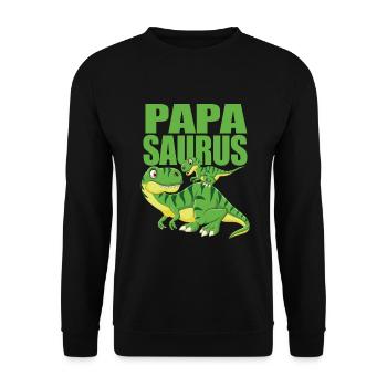 Papa Dinosaure - Papasaurus - Sweat-shirt Unisexe - noir - Devant - Alina (178cm) & Michal (187cm)