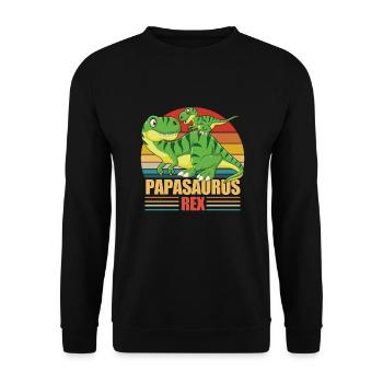 Papa Dinosaure - Papasaurus Rex - Sweat-shirt Unisexe - noir - Devant - Alina (178cm) & Michal (187cm)