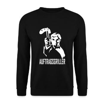 Auftragsgriller, grillen, Männer, Grillparty - Unisex Pullover - Schwarz - Vorne - Alina (178cm) & Michal (187cm)